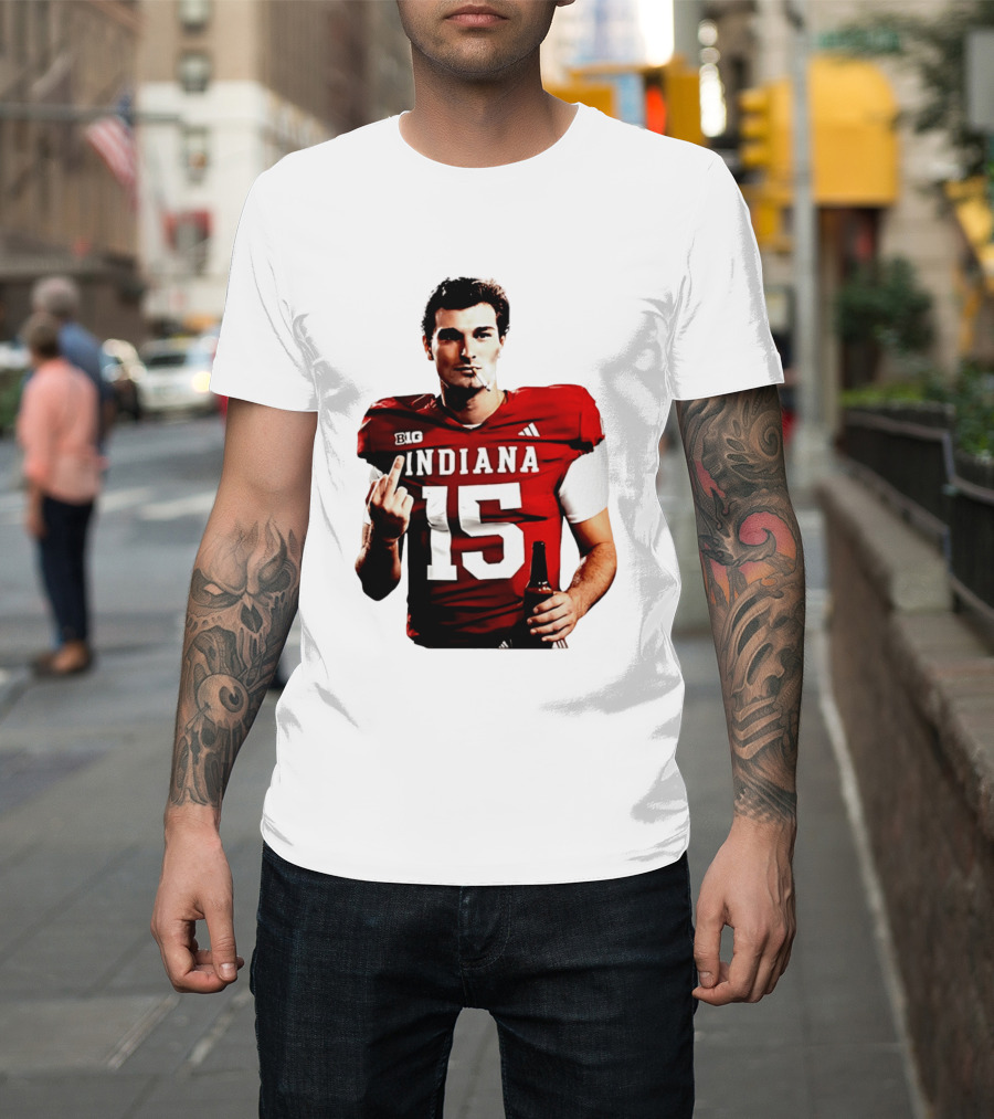 Indiana Hoosiers 15 Middle Finger Smoking Football Player T-Shirt