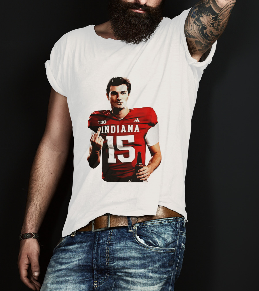 Indiana Hoosiers 15 Middle Finger Smoking Football Player T-Shirt