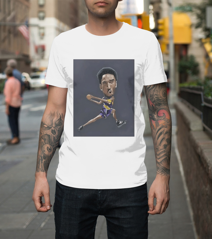 Kobe Bryant Caricature In Lakers Basketball Jersey T-Shirt