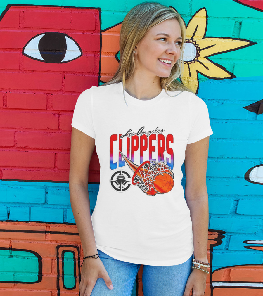 Los Angeles Clippers Basketball Flaming Hoop T-Shirt