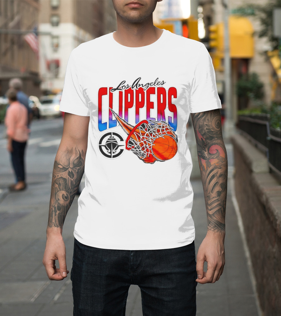 Los Angeles Clippers Basketball Flaming Hoop T-Shirt