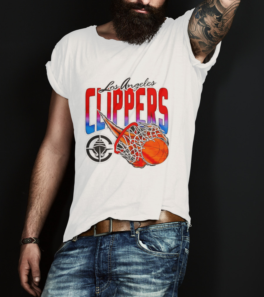 Los Angeles Clippers Basketball Flaming Hoop T-Shirt