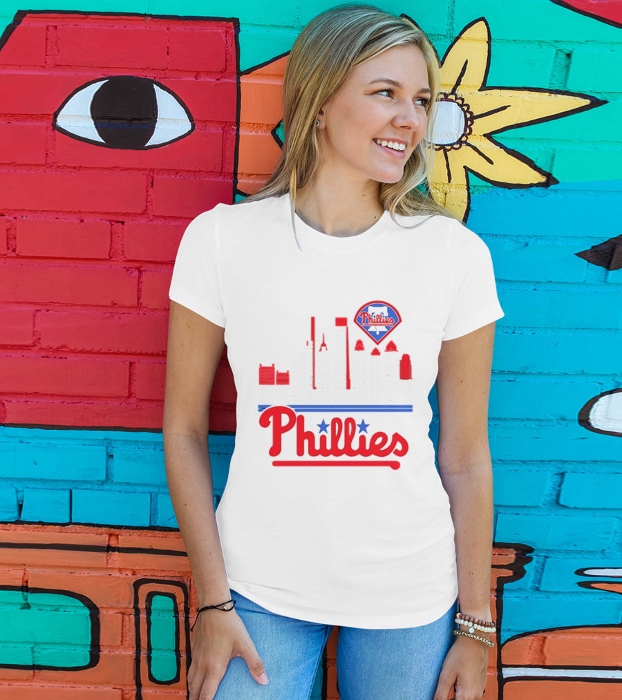 Philadelphia Phillies 2025 City Skyline And Players Names T-Shirt