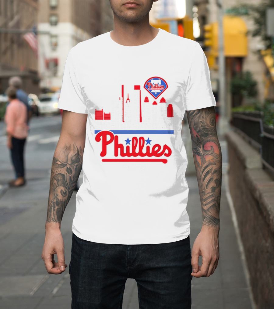 Philadelphia Phillies 2025 City Skyline And Players Names T-Shirt
