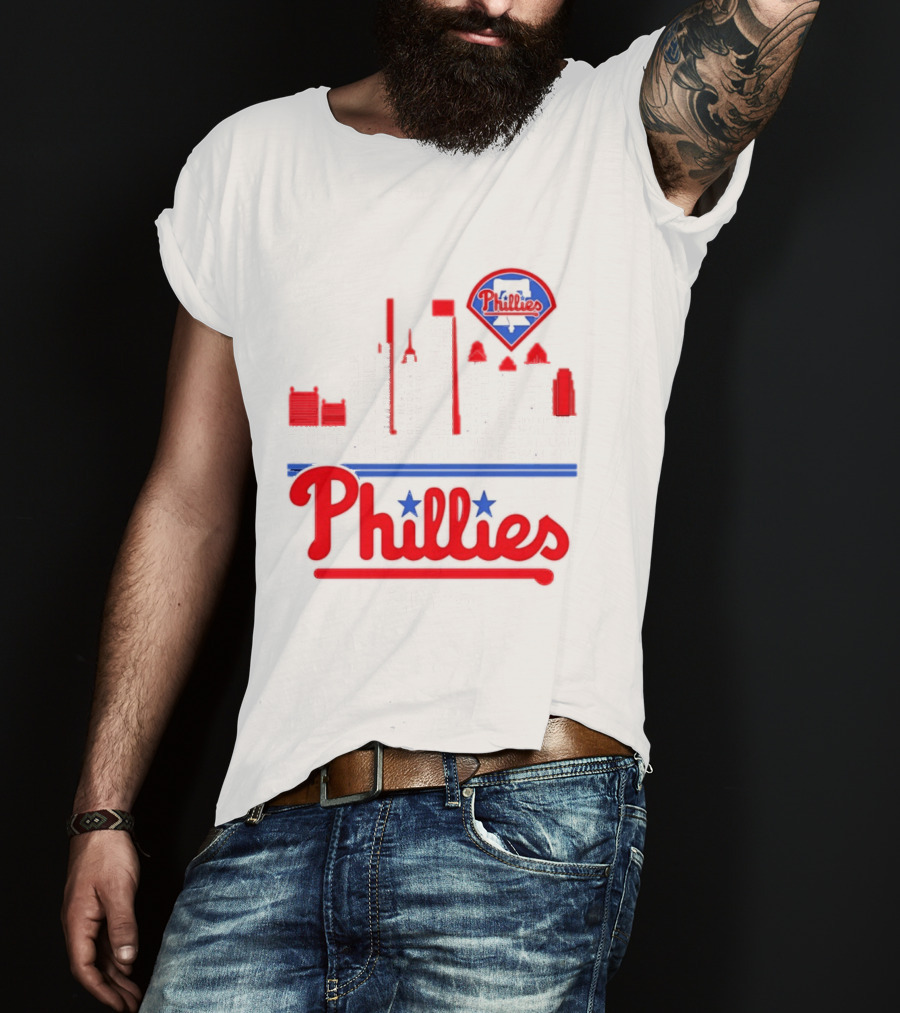 Philadelphia Phillies 2025 City Skyline And Players Names T-Shirt