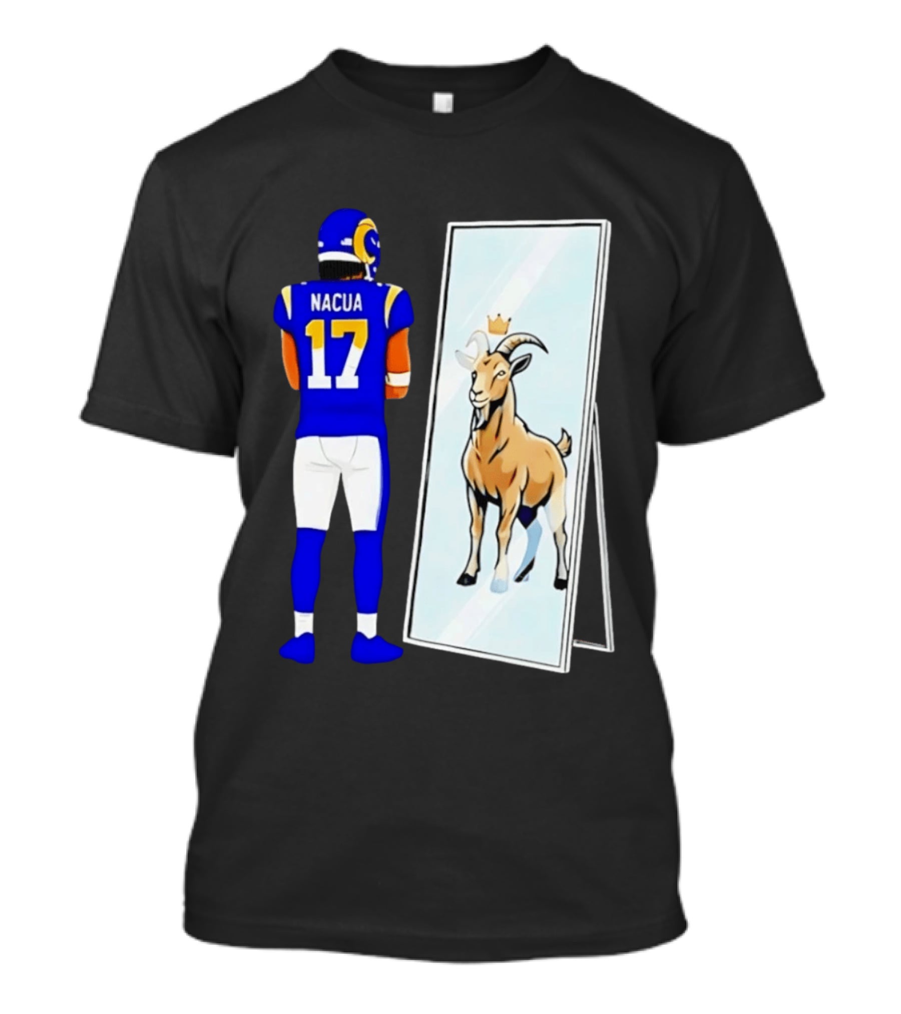 Puka Nacua 17 Los Angeles Rams Mirror Goat Crown T-Shirt