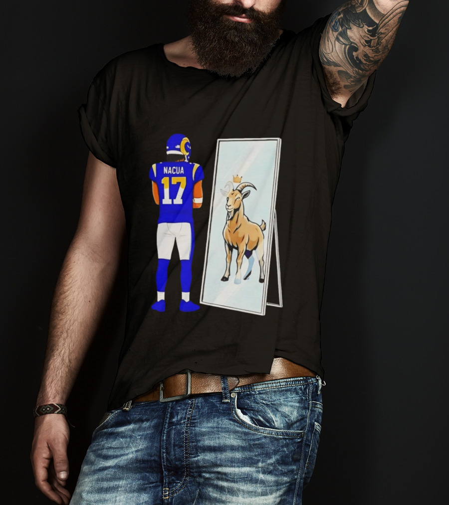 Puka Nacua 17 Los Angeles Rams Mirror Goat Crown T-Shirt