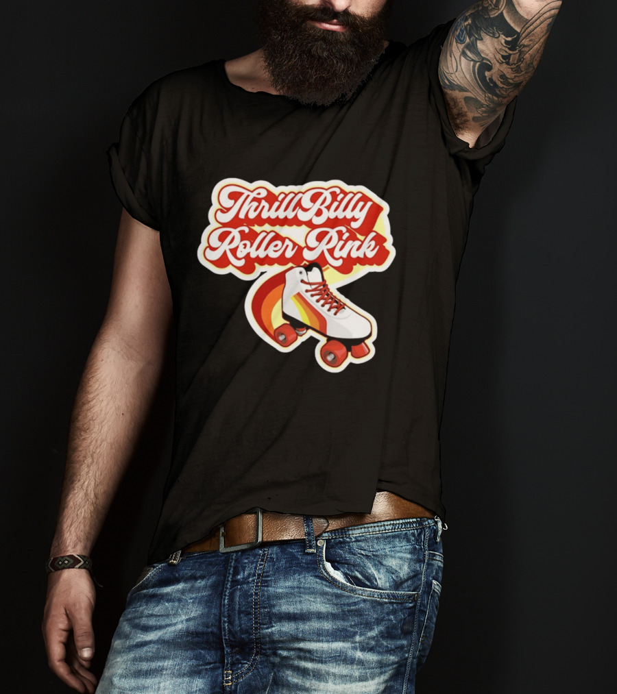 Thrill Billy Roller Rink Vintage Skate White Red Yellow T-Shirt