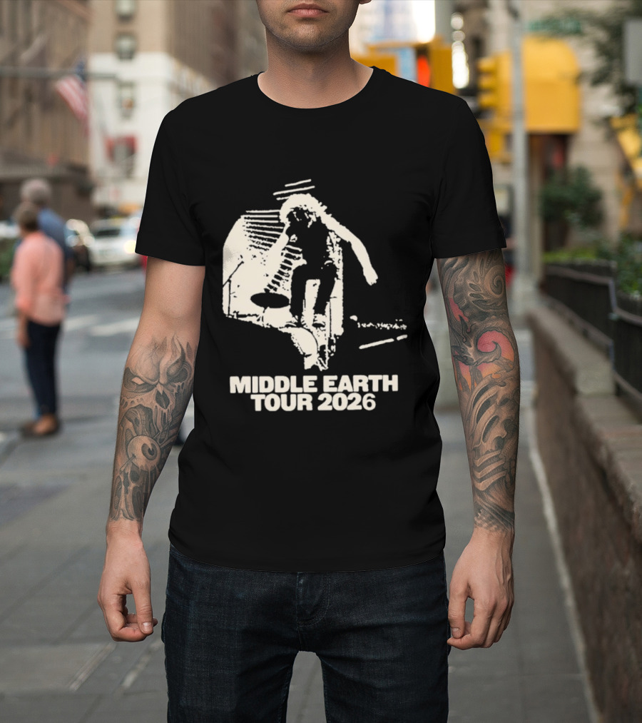 Jesse Welles Middle Earth Tour 2026 Sketch Style Concert Promotion T-Shirt