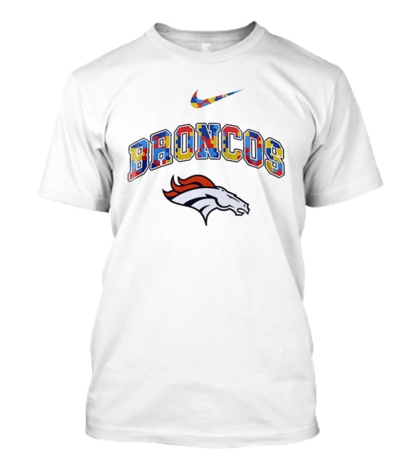Denver Broncos Puzzle Pattern Autism Acceptance Awareness T-Shirt