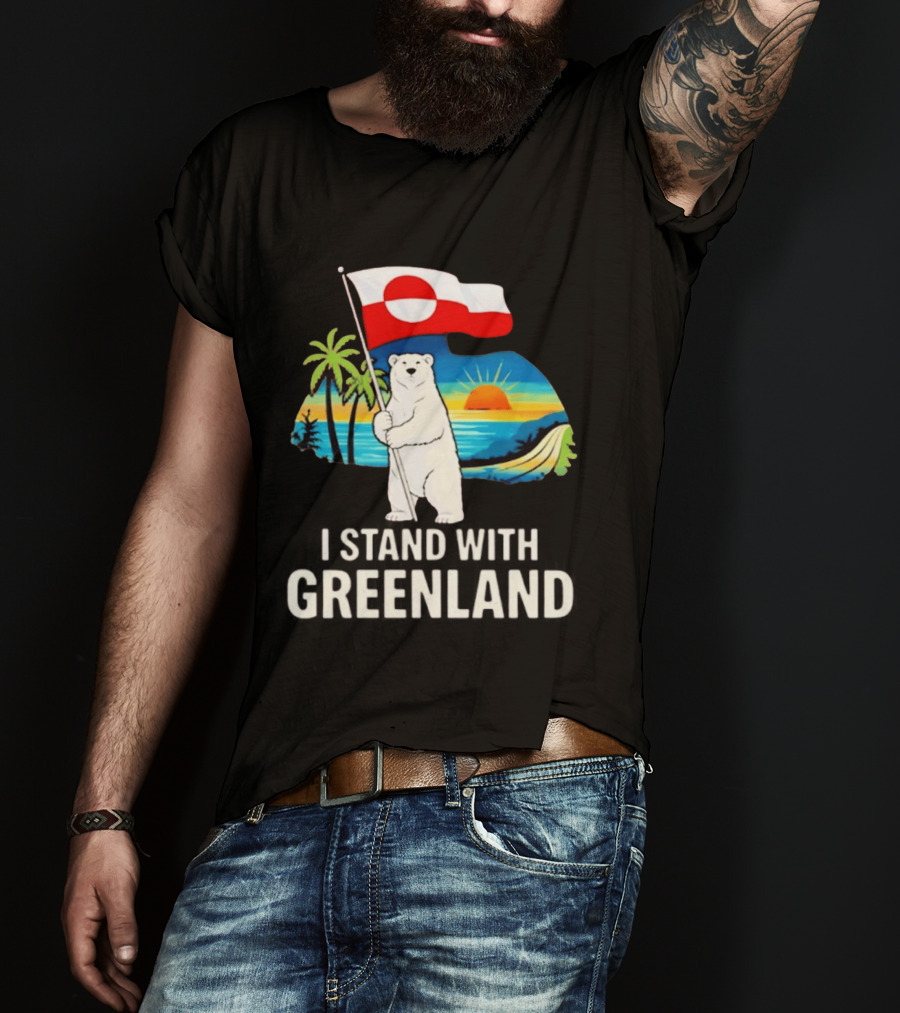 I Stand With Greenland Polar Bear Sunburst Scenery T-Shirt