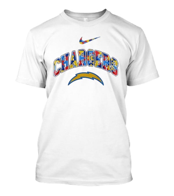Nike Los Angeles Chargers Puzzle Pattern Autism Awareness Accept Understand Love T-Shirt