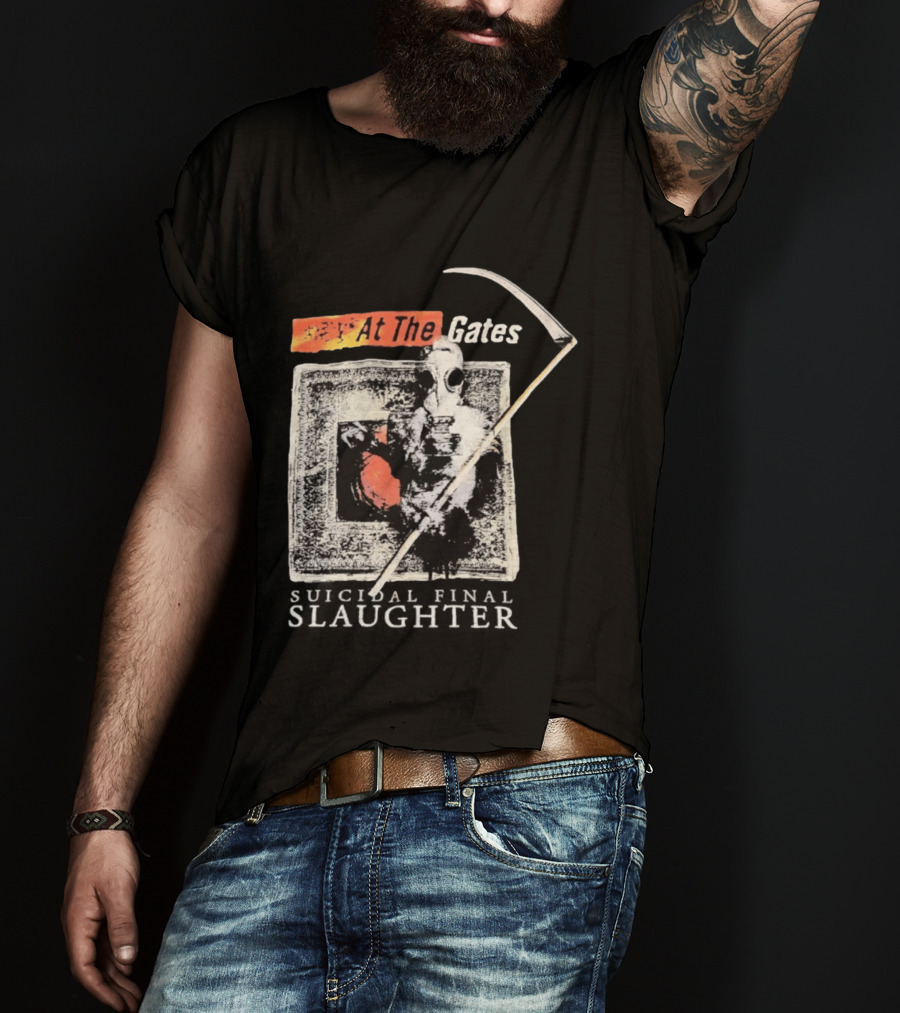 At The Gates Suicidal Final Slaughter Grim Reaper Gas Mask T-Shirt