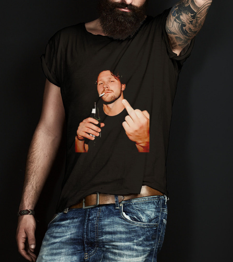 Josh Allen Smoking And Holding Beer Middle Finger T-Shirt