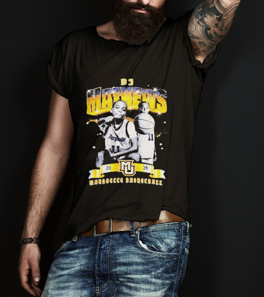 BJ Mathews Marquette Golden Eagles Basketball 2026 MJ 11 T-Shirt