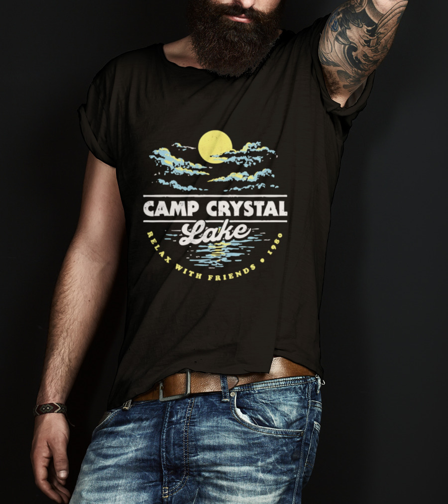 Camp Crystal Lake Relax With Friends 1980 Moon Clouds T-Shirt