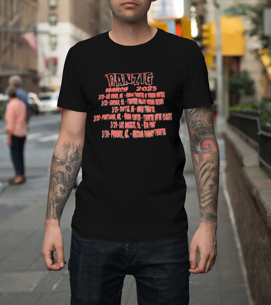 Danzig March 2025 Tour Dates And Locations T-Shirt