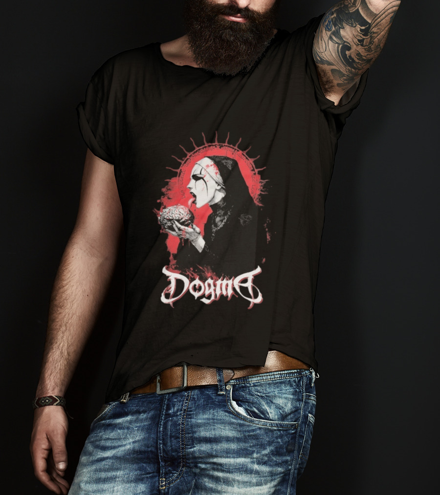 Dogma Brain Gothic Nun With Red Halo And Brain T-Shirt