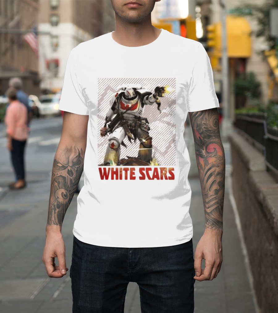 Warhammer 40 000 White Scars Power Armor Warrior With Weapon T-Shirt