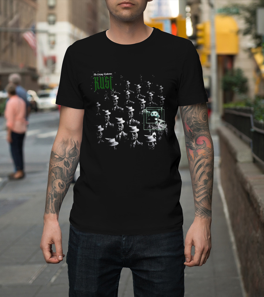 Rust The Living Tombstone Neon Green Glitch Skull Pixelated Music T-Shirt