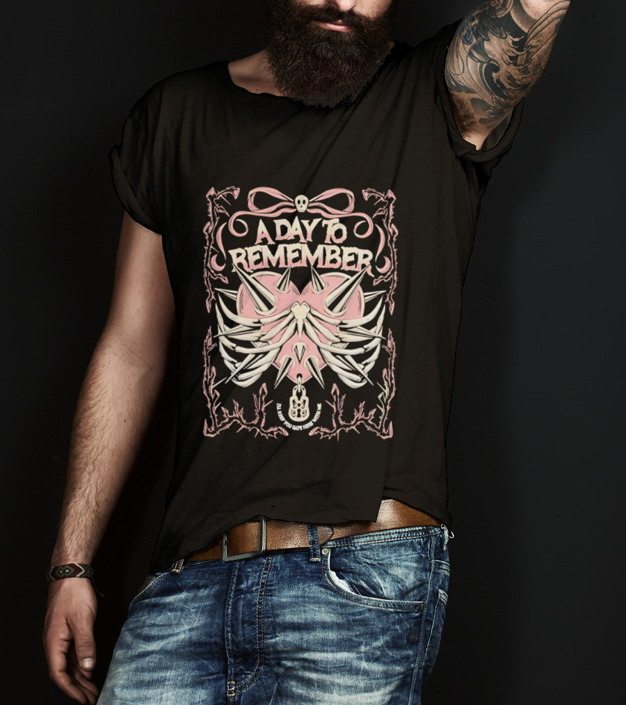 A Day To Remember Spiked Heart Bow Frame Valentine's Day T-Shirt