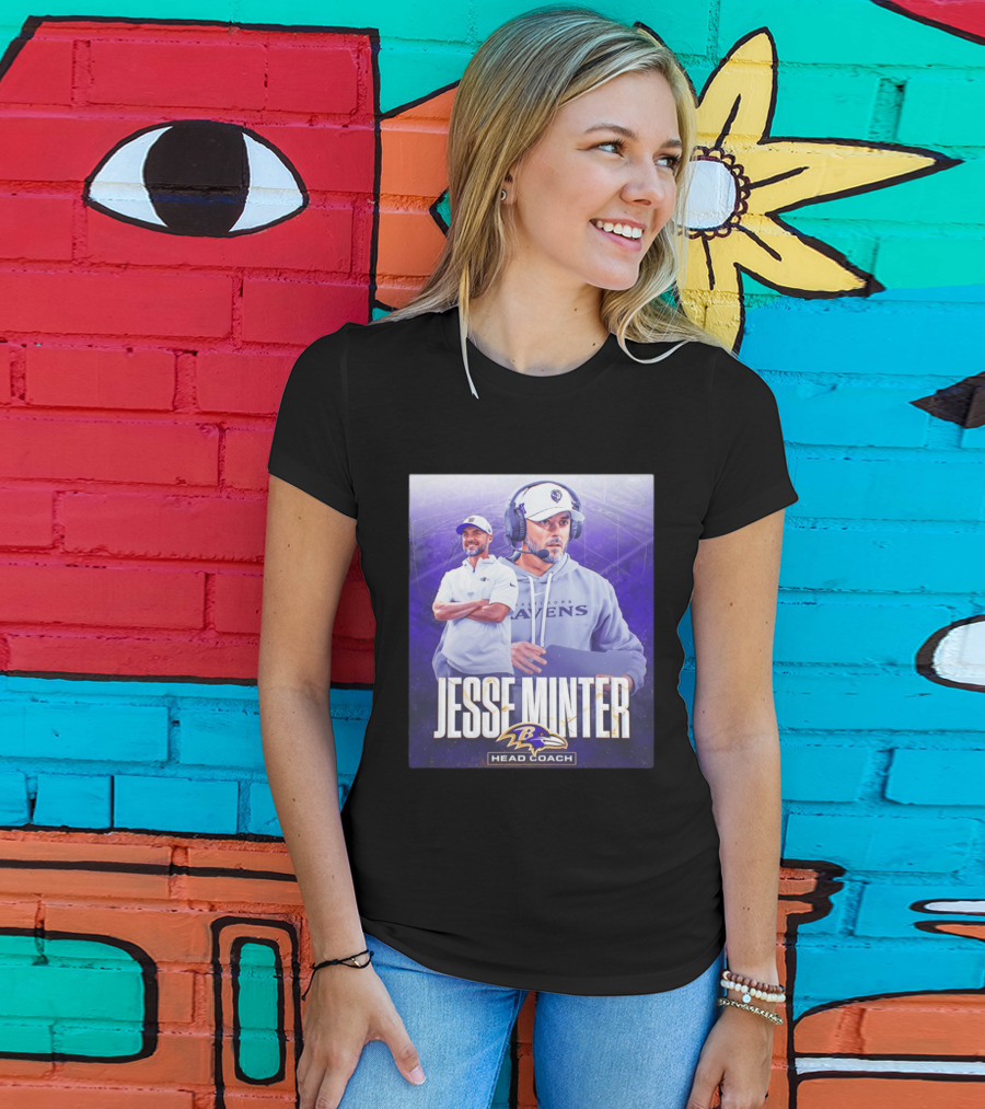 Jesse Minter Baltimore Ravens Head Coach NFL Ravens Logo Sports T-Shirt
