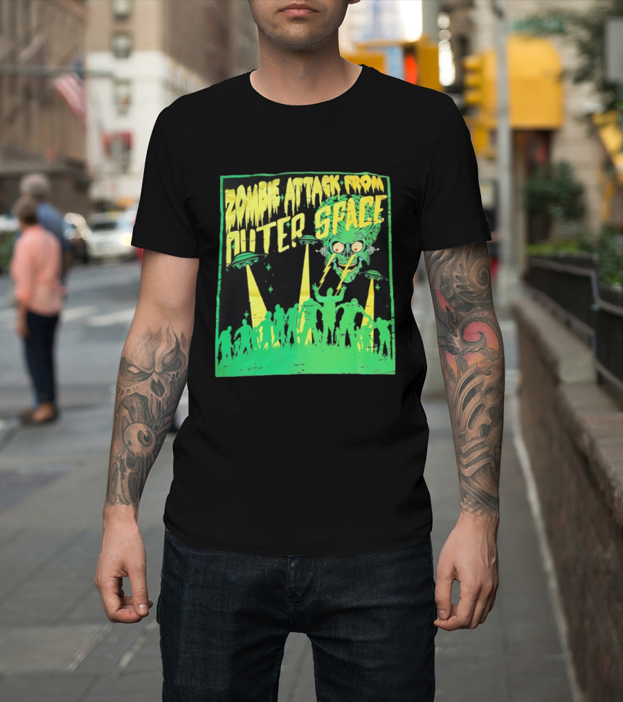 Zombie Attack From Outer Space UFO Alien Invasion T-Shirt