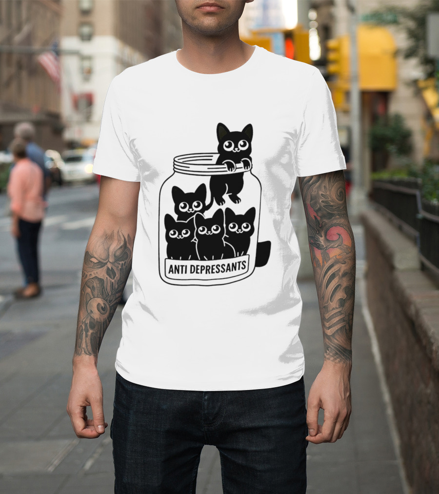 Anti Depressants Cat Jar With Cute Kittens T-Shirt