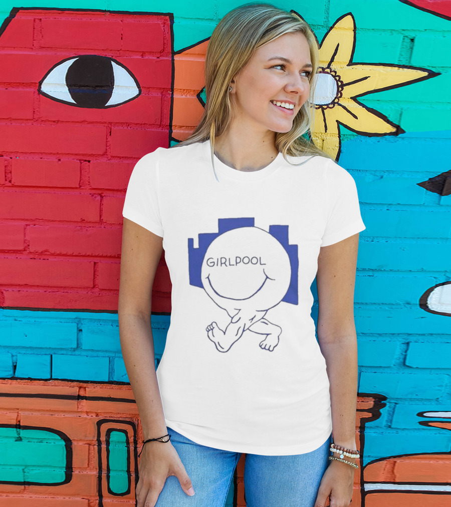 GIRLPOOL Happy Face Blue Smiling T-Shirt