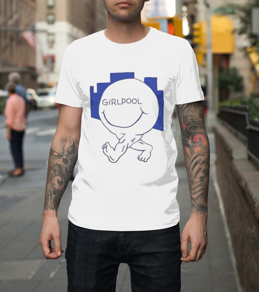 GIRLPOOL Happy Face Blue Smiling T-Shirt