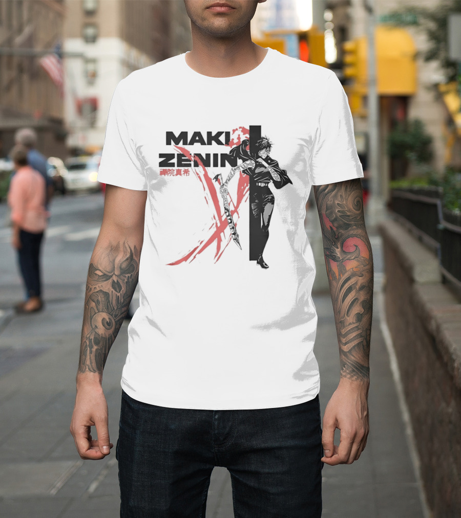 Maki Zenin Jujutsu Kaisen Anime Red Brush T-Shirt
