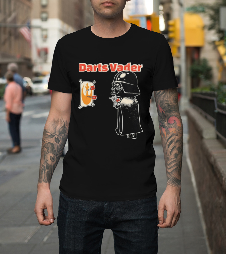 Darts Vader Playing Targets with Iconic Galactic Dartboard Opponent T-Shirt