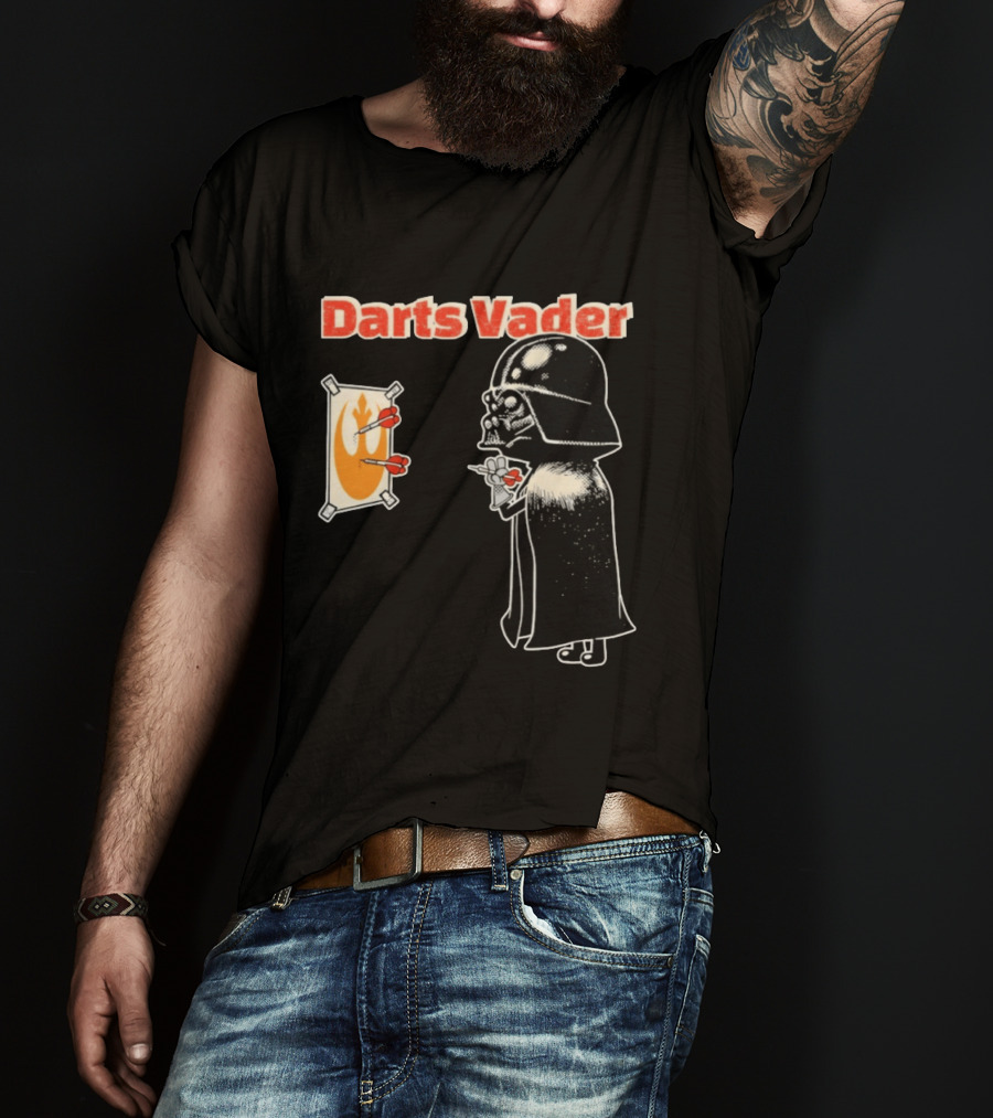 Darts Vader Playing Targets With Iconic Galactic Dartboard Opponent T-Shirt