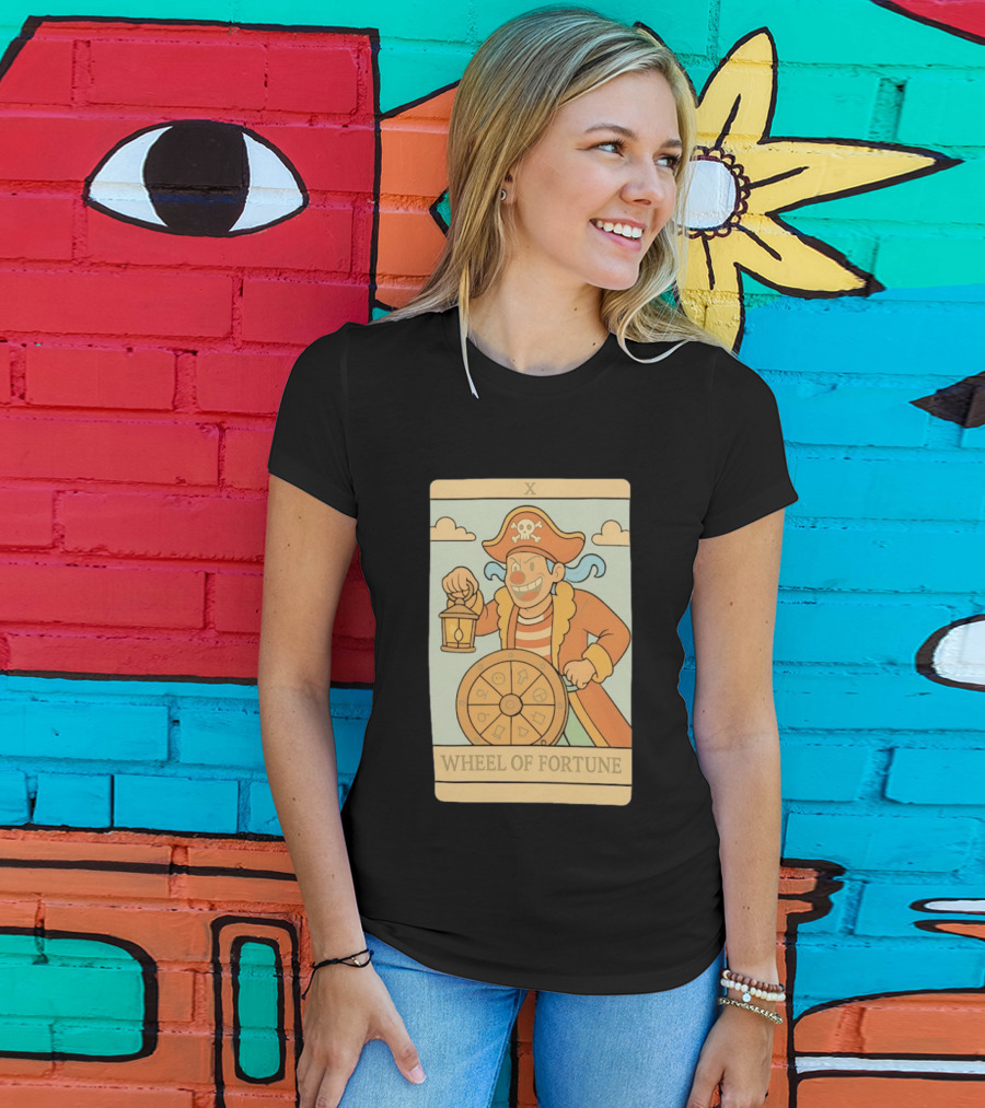 Wheel Of Fortune Tarot Card Pirate Clown Lantern Fortune Wheel T-Shirt