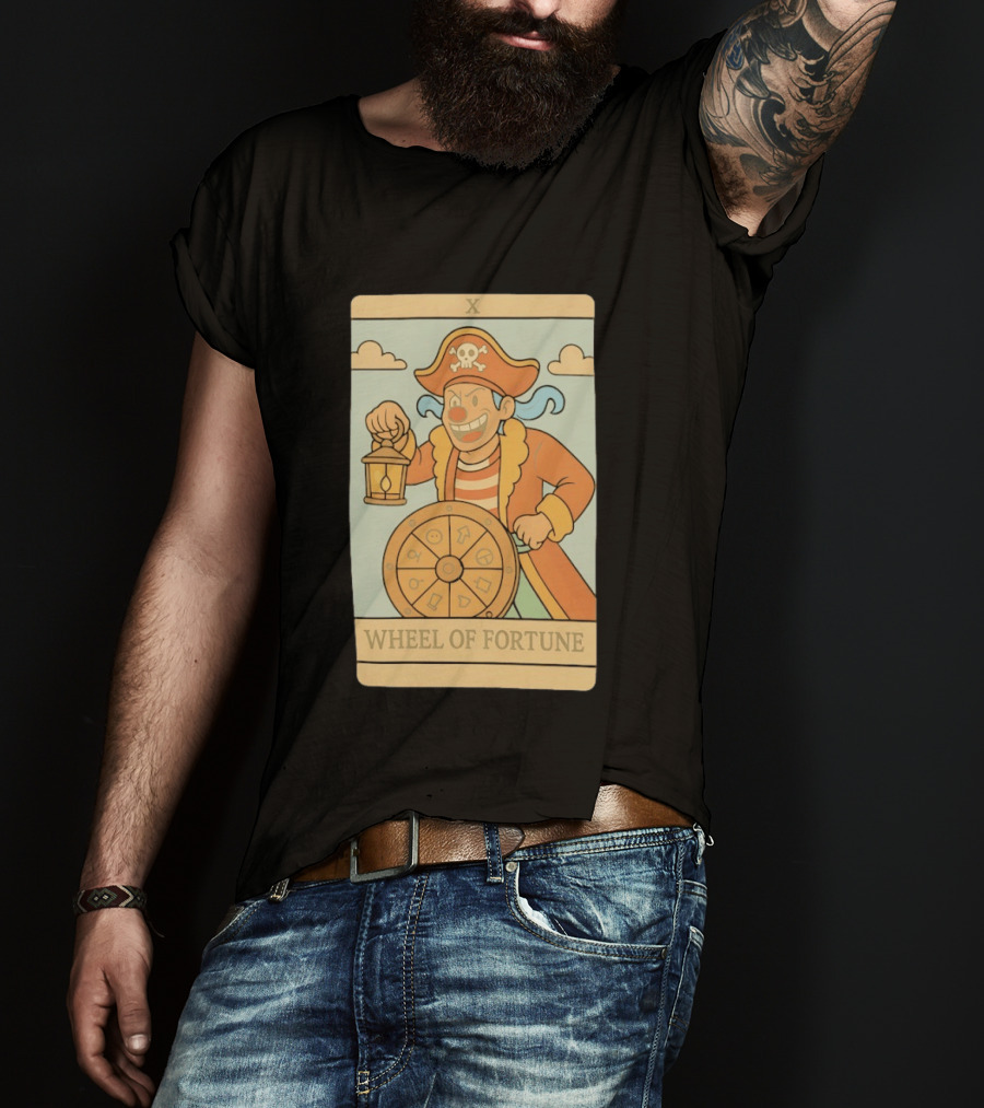 Wheel Of Fortune Tarot Card Pirate Clown Lantern Fortune Wheel T-Shirt