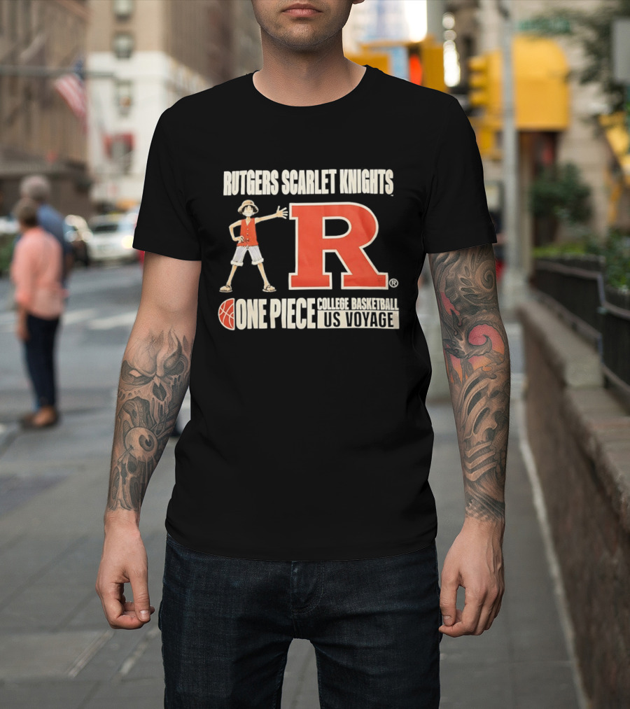 Rutgers Scarlet Knights Luffy One Piece College Basketball US Voyage T-Shirt
