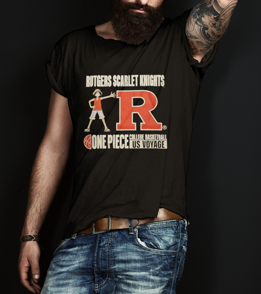 Rutgers Scarlet Knights Luffy One Piece College Basketball US Voyage T-Shirt