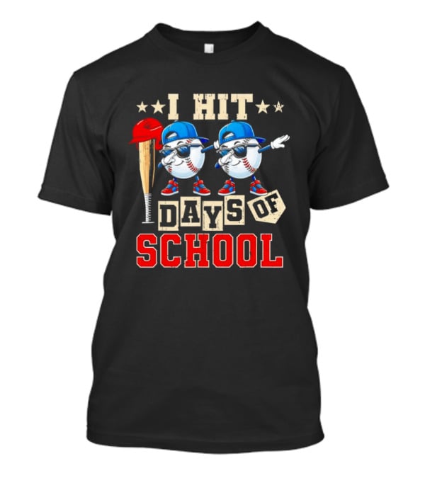I Hit 100 Days Of School Baseball Player Theme Celebrating 100th Day T-Shirt