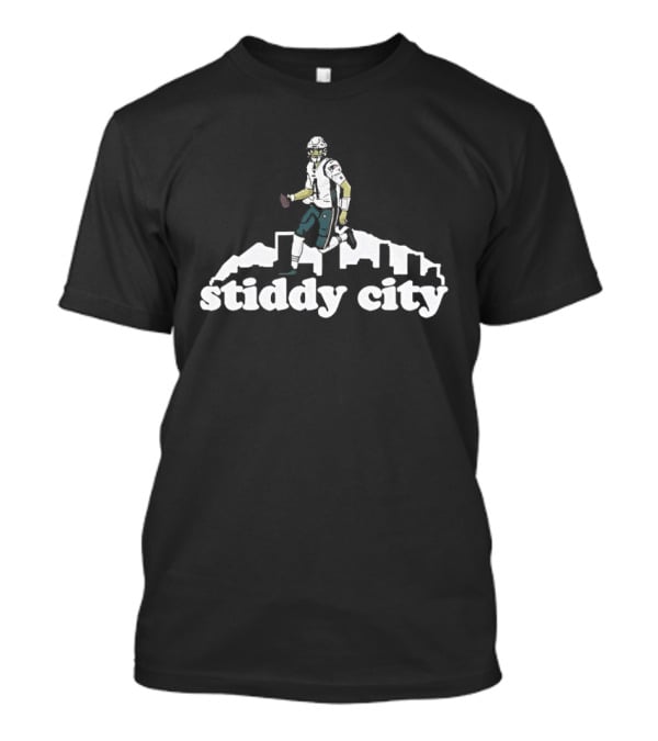 Stiddy City Jarrett Stidham Denver Broncos Skyline Football T-Shirt