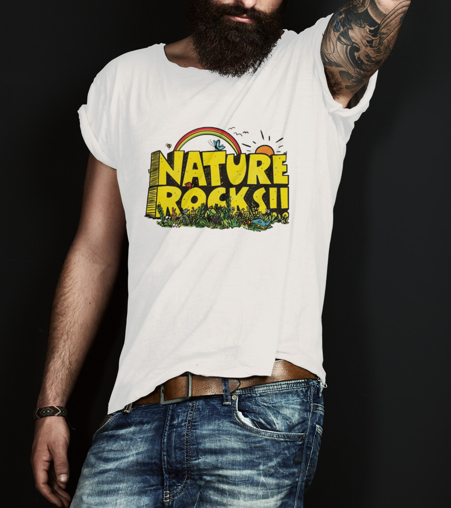Nature Rocks Rainbow Sun Animals Plants T-Shirt