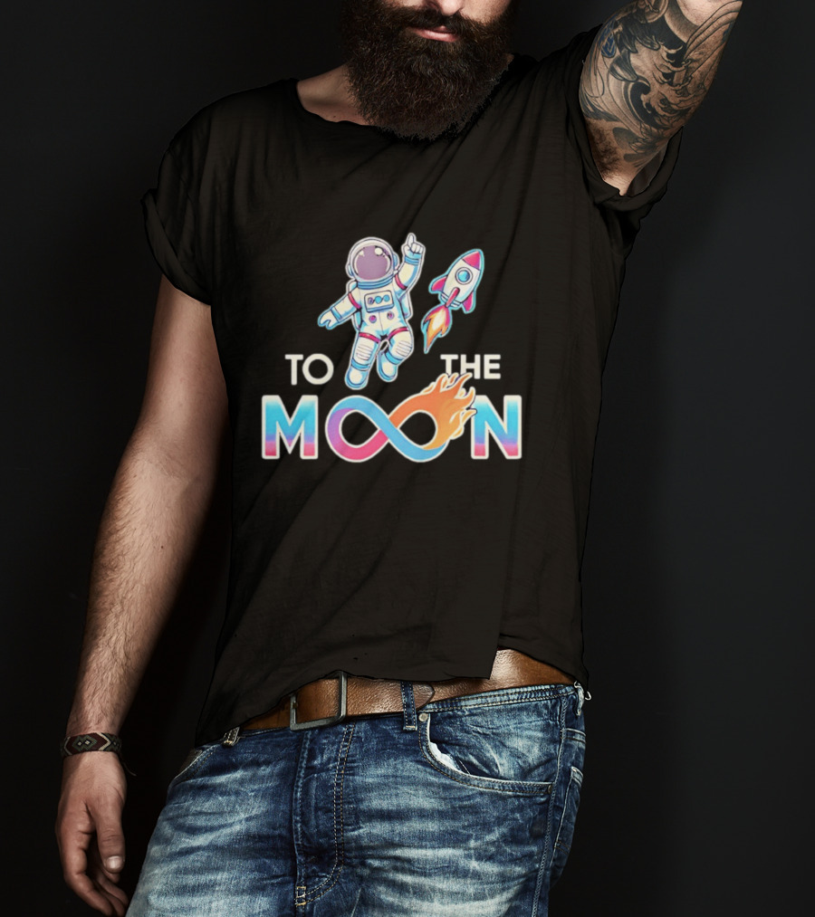 Astronaut Infinity Journey To The Moon With Rocket Flame T-Shirt