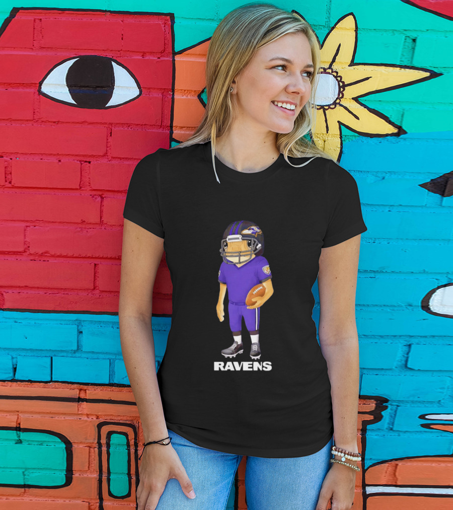 Bad Bunny X Baltimore Ravens NFL Collaboration Ravens Football Player T-Shirt