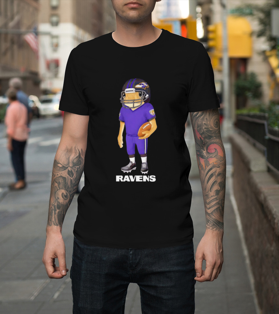 Bad Bunny X Baltimore Ravens NFL Collaboration Ravens Football Player T-Shirt