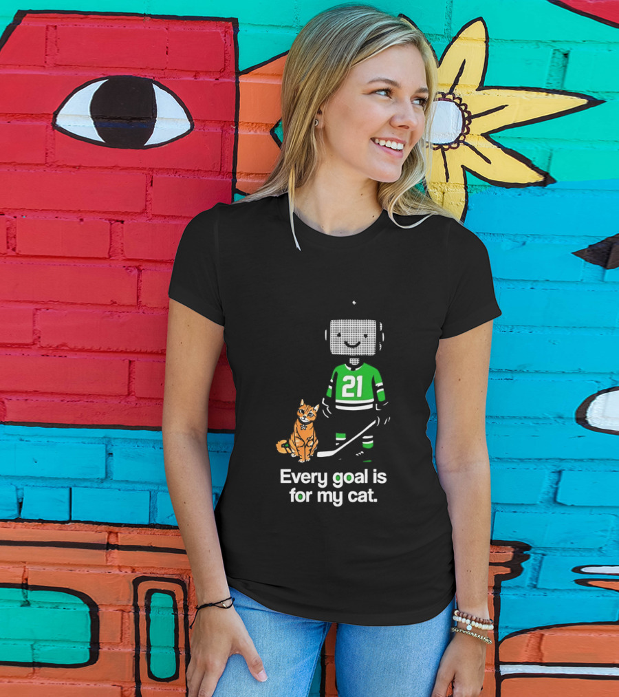 Jason Robertson 21 Dallas Stars Hockey Every Goal Is For My Cat T-Shirt