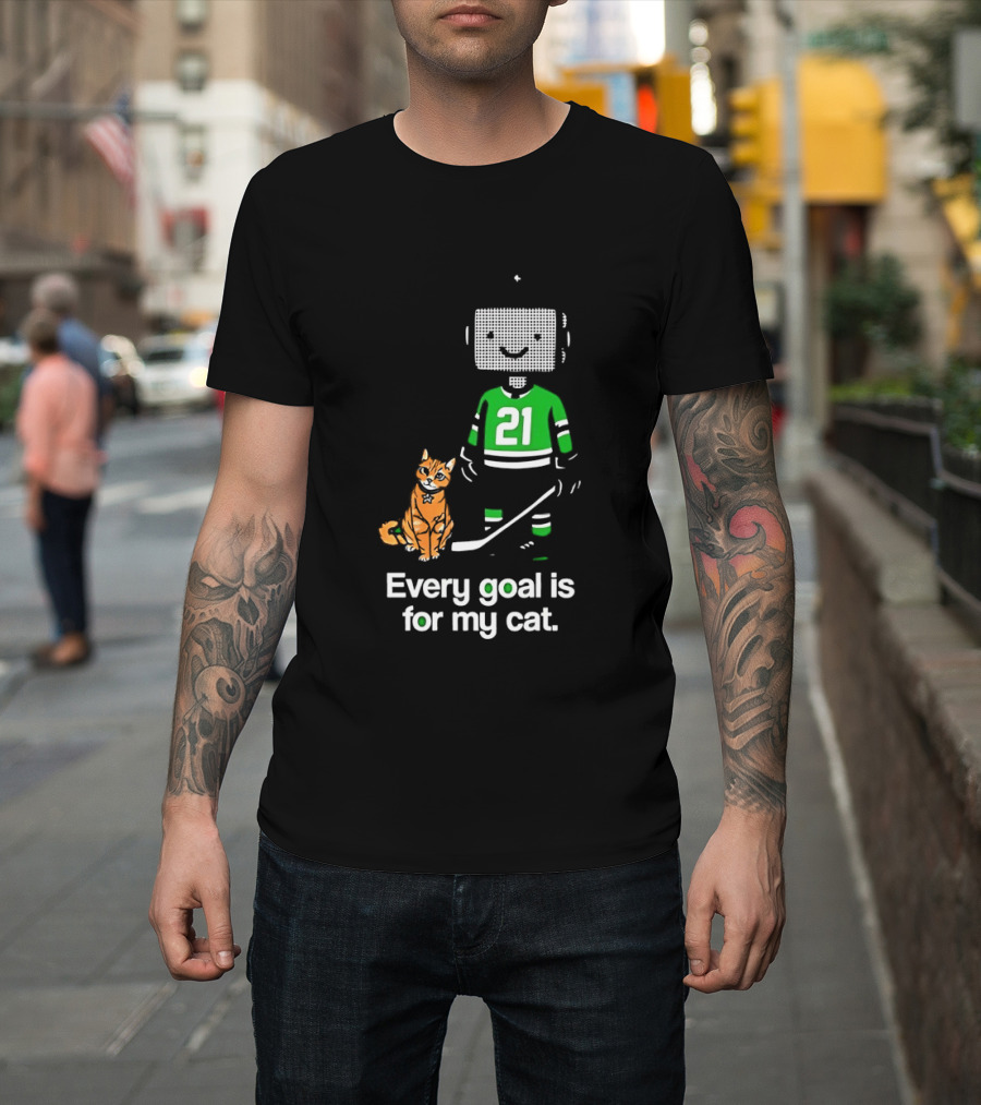 Jason Robertson 21 Dallas Stars Hockey Every Goal Is For My Cat T-Shirt