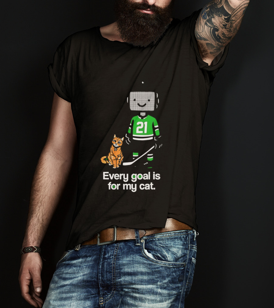 Jason Robertson 21 Dallas Stars Hockey Every Goal Is For My Cat T-Shirt