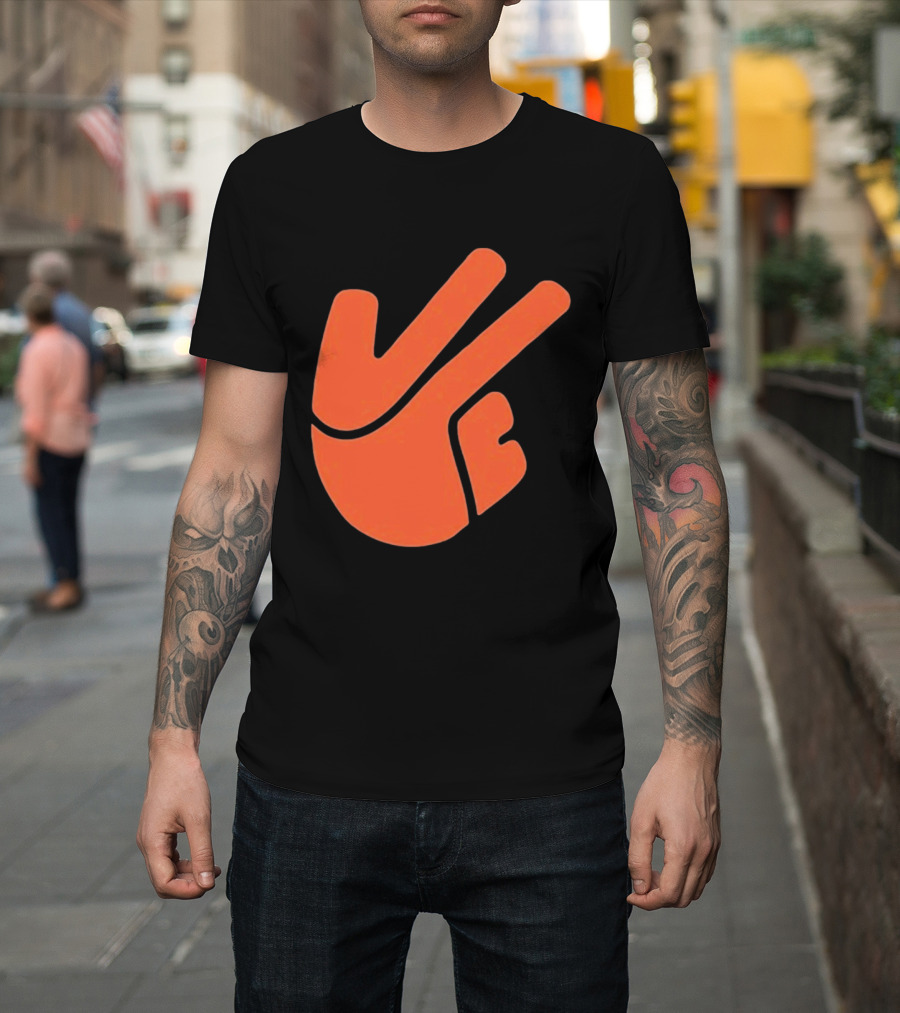 Jb11 Peace Sign Orange Hand Gesture T-Shirt