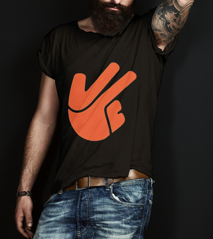 Jb11 Peace Sign Orange Hand Gesture T-Shirt