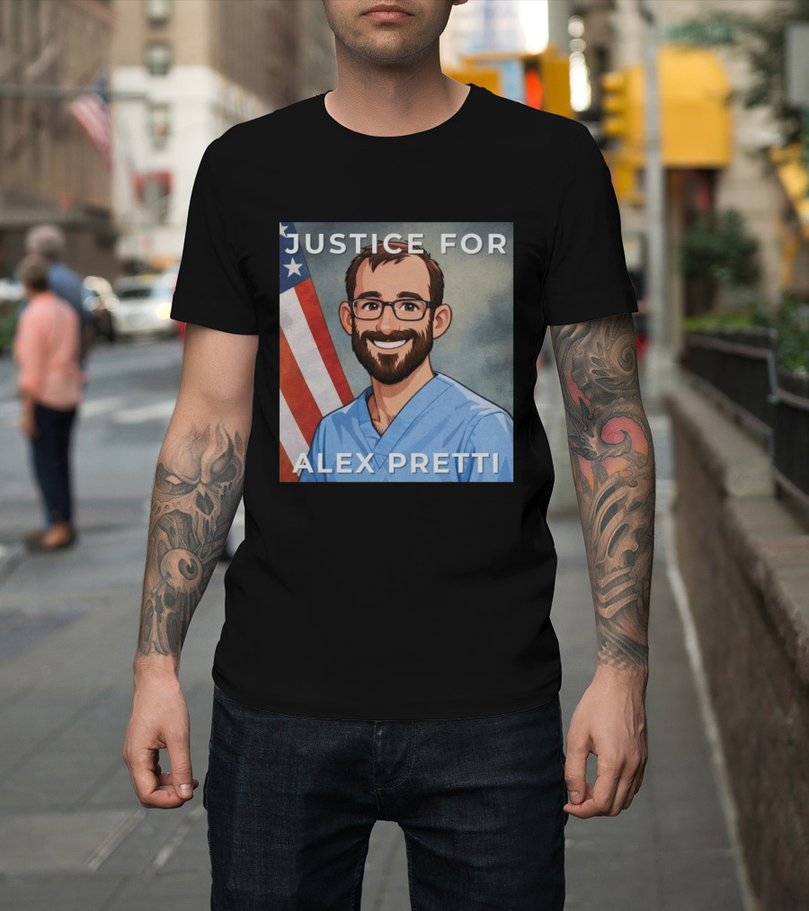 Justice For Alex Pretti Human Rights Protest Flag T-Shirt