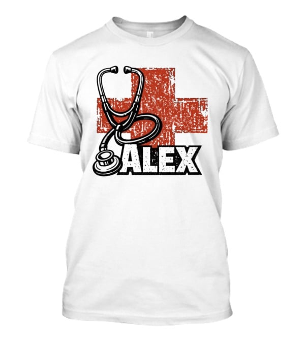 Alex Stethoscope Red Cross ICU Nurse T-Shirt